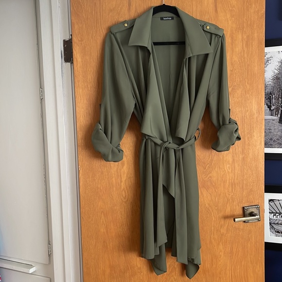 Boohoo Plus Waterfall Military Detail Belted Jacket - Picture 3 of 8